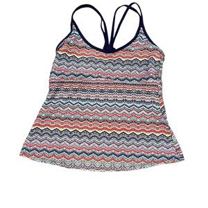 Mossimo Multicolored Aztec Chevron Print Razorback Tankini Swim Top Sz L
